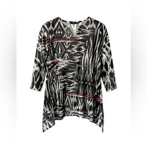Jess & Jane Contrast Bold Abstract Tribak Print Tunic Top Size L #1704